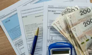 Formularze PIT-38, PIT-37, PIT-36LS, długopis i banknoty 200 zł. Czas na rozliczenie podatku!