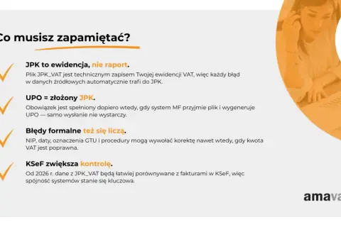 JPK_VAT to ewidencja, nie raport. Błędy formalne też się liczą. KSeF zwiększa kontrolę. Pamiętaj o zwrot vat.