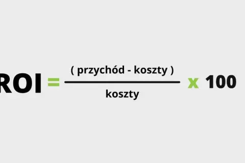 Wzór na ROI: (przychód - koszty) / koszty * 100.
