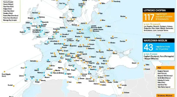Mapa lotów z Polski: sprawdź, ile się leci do Włoch (Neapol) i innych krajów Europy, Azji i Afryki.