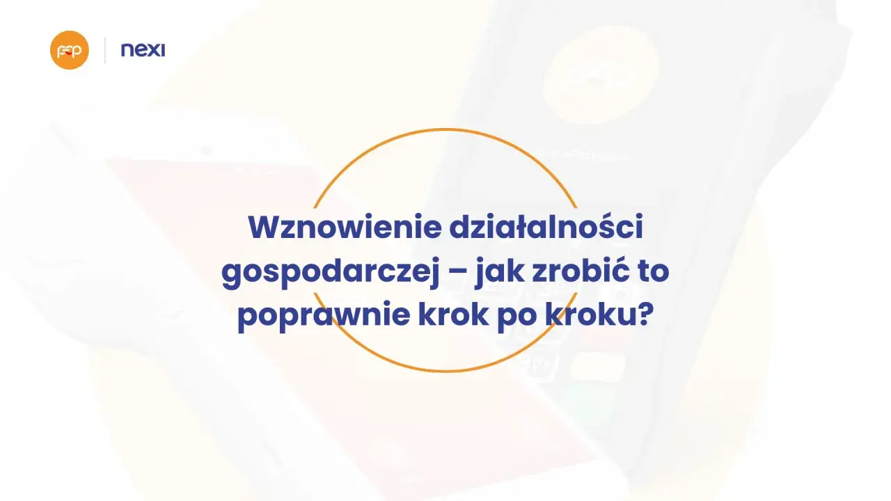Dwa terminale płatnicze Nexi i logo FSP na tle grafiki z tekstem.