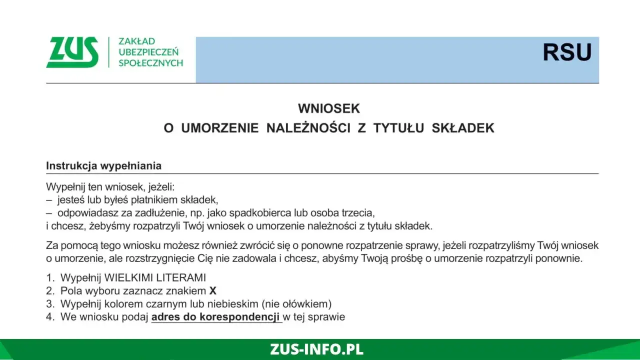 Wniosek o umorzenie należności z tytułu składek ZUS. Instrukcja wypełniania dokumentu, który może pomóc w wakacje składkowe ZUS.