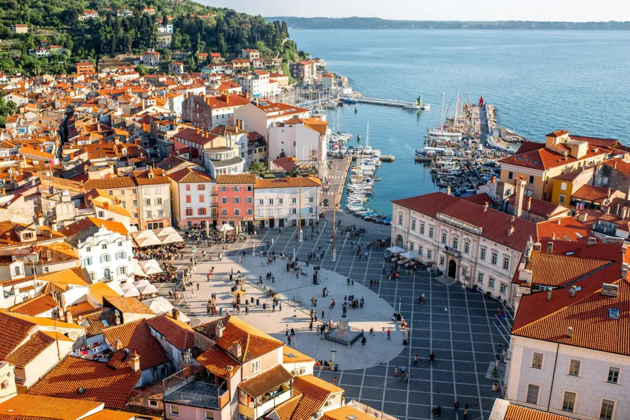 Piran Słowenia widok z góry